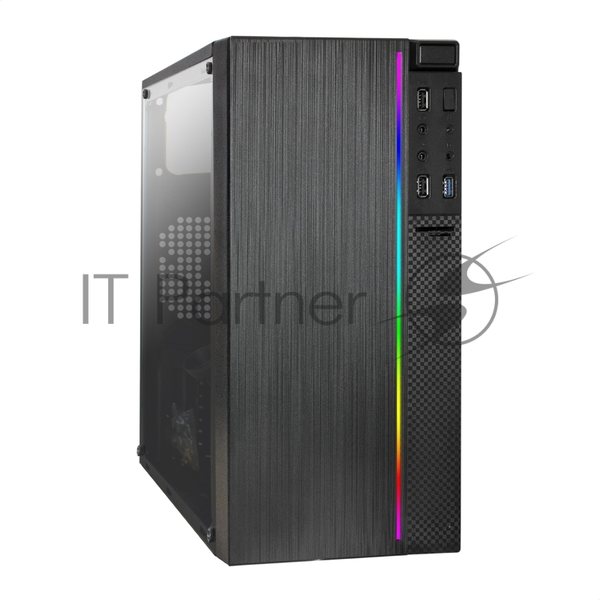 Компьютерный корпус Minitower ExeGate mEVO-9301 Black-RGb light, ATX, (500NPX), 2*USB+1*USB 3.0, HD Audio