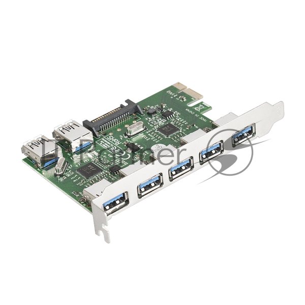Контроллер ExeGate EXE-317 PCI-E 2.0, 5*USB 3.0 ext + 2*USB 3.0 int, разъем доп.питания (OEM)