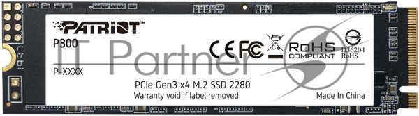 Накопитель SSD Patriot P300, 128Gb, PCIe 3.0 x4, M.2 2280, NVMe, R/W 1600/600