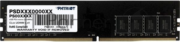 Оперативная память Patriot Signature, DDR4, 32GB (1x32 GB), 2666 MHz, CL19, DIMM