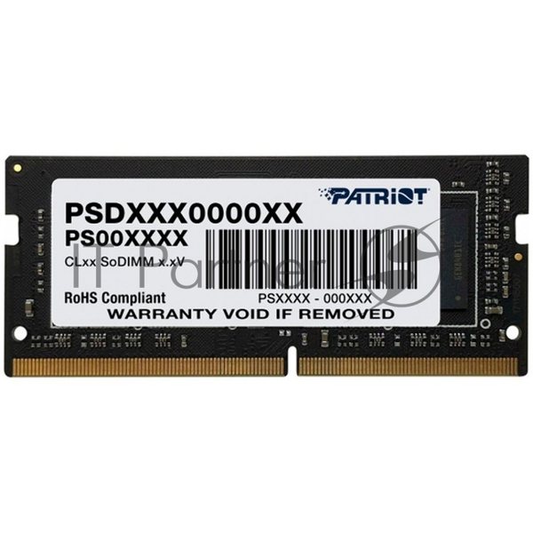 Оперативная память Patriot Signature, DDR4, 32GB (1x32 GB), 3200 MHz, CL22, SO-DIMM