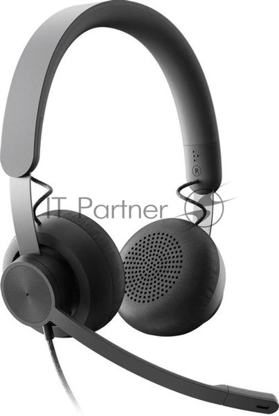 Гарнитура Logitech Zone Wired UC графит, проводная, USB-C, сертификация Microsoft Teams