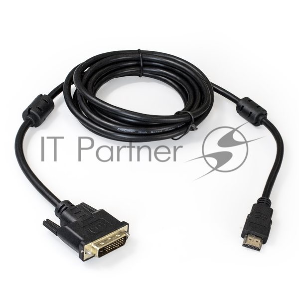 Кабель ExeGate EX284906RUS HDMI-DVI ExeGate EX-CC-HDMIM-DVIM-2.0 (19M/25M, dual link, 2м, 2 фильтра, позолоченные контакты)