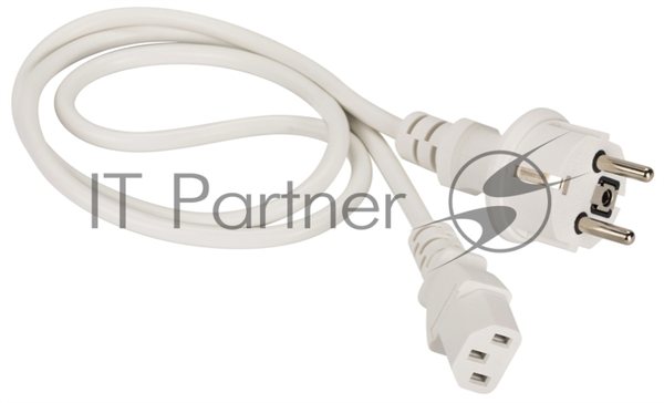 Шнур питания Lanmaster C13-Schuko прямая, 3х0.75, 220В, 10А, белый, 1 метр