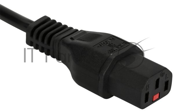 Шнур питания с блокировкой C13-Schuko прямая, 3х0.75, 220В, 10А, черный, 1.8 метра