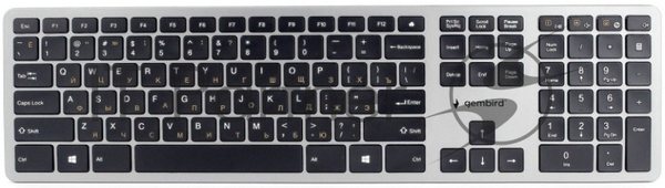 Клавиатура беспроводная Gembird KBW-3, USB, серебристый/черный