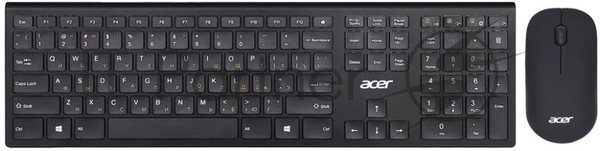 Комплект клавиатура+мышь Acer OKR030 беспроводной, USB, 1200 DPI, чёрный