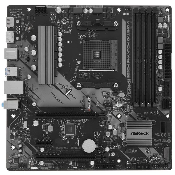 Материнская плата ASRock B550M Phantom Gaming 4, AM4, AMD B550, 4xDDR4, 4xSATA, 2xM.2, 1xPCIe 3.0 x4, 1xPCIe 4.0 x16, 1xDP, 1xHDMI, 1x 1Gb LAN, 3x3.5 мм, 7.1, mATX