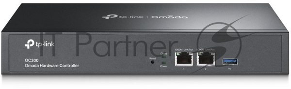 Контроллер TP-Link Omada hardware Controller OC300, 2 gigabit ethernet ports, 1 USB 3.0 port, managed up to 500 Omada Access Points/Switch/Gateway, support batch configuration, firmware upgradation, intelligent network monitoring and captive portal, easy management via Omada APP/Web UI/Cloud access.