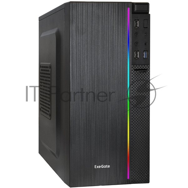 Компьютерный корпус Minitower ExeGate mEVO-9302-RGb-700W-12 (mATX, БП 700NPX с вент. 12см, 2хUSB+1хUSB 3.0, HD аудио, черный с RGb подсветкой)