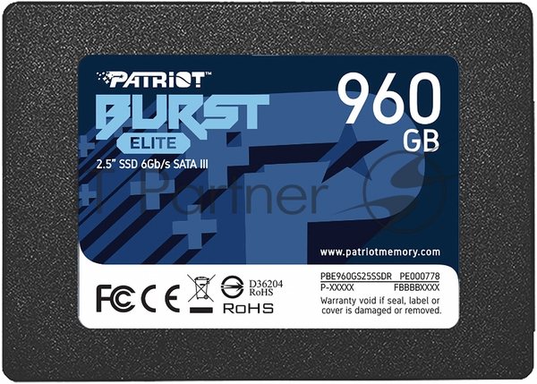 Накопитель SSD Patriot Burst Elite, 960Gb, SATA, 2.5", R/W 450/320