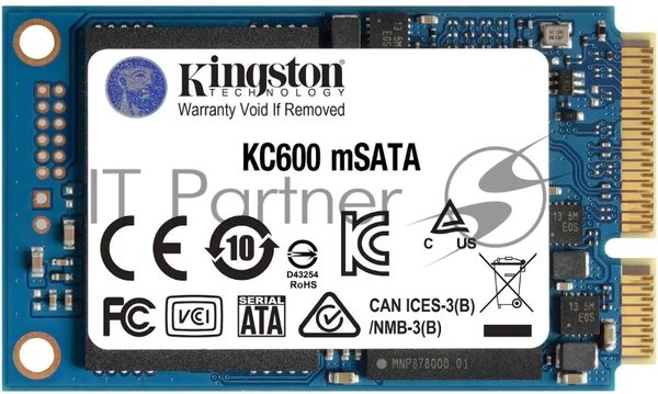 Накопитель SSD Kingston KC600, 1Tb, mSATA, R/W 550/520