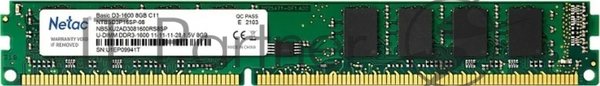 Оперативная память NETAC Basic, DDR3, 8GB (1x8GB), 1600MHz, CL11, DIMM