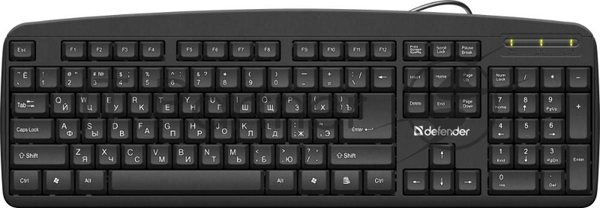 Клавиатура проводная Defender Office HB-910 RU, USB, черный