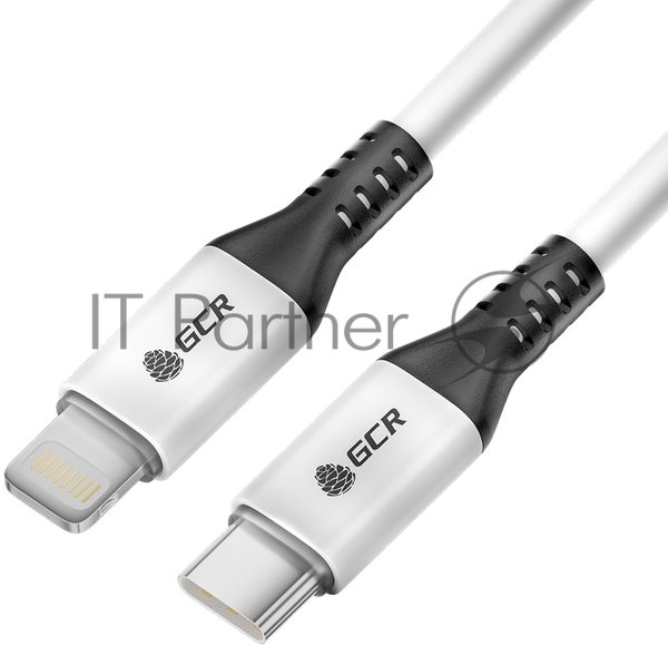 Кабель GCR 0.7m TypeC/Lightning MFI POWER DELIVERY 18 W, быстрая зарядка, белый, корпус белый, черный ПВХ, GCR-53185