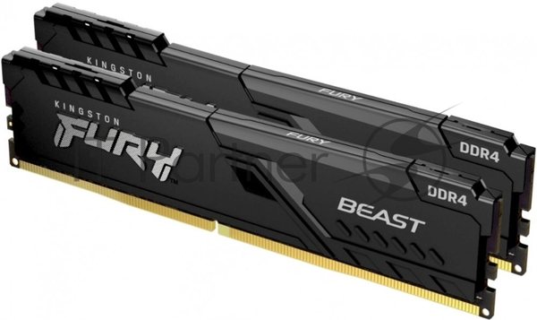 Оперативная память Kingston Fury Beast, DDR4, 16GB (2x8GB), 3600MHz, CL17, DIMM, с радиаторами, черный