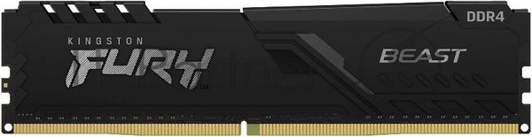 Оперативная память Kingston Fury Beast, DDR4, 16GB (1x16GB), 3600MHz, CL18, DIMM, с радиатором, черный