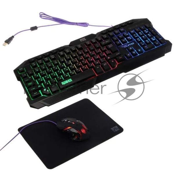 Комплект клавиатура+мышь Qumo Mystic K58/M76 проводной, USB, 3200 DPI, чёрный