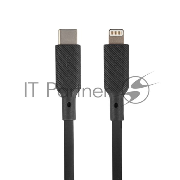 Кабель QUMO, MFI С94, Type-C на MFI Apple 8 pin, силиконовый, 1м, 2,22A, 9V, 20W, PD черный