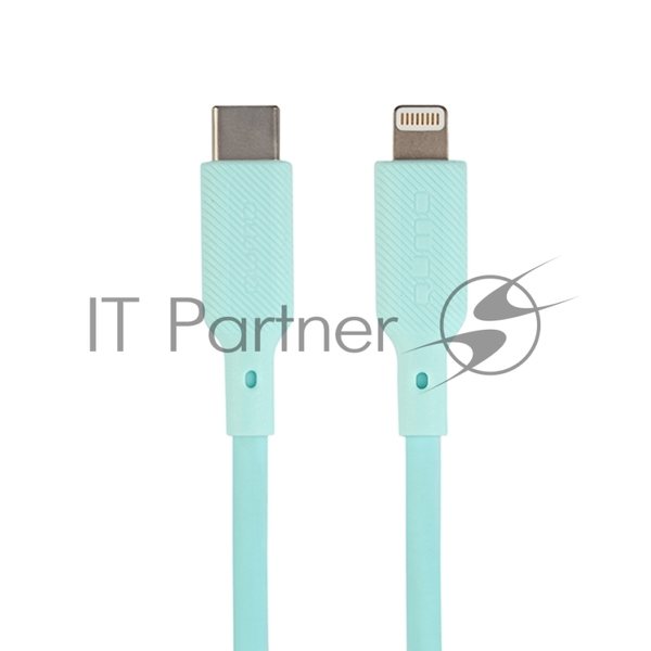 Кабель QUMO, MFI С94, Type-C на MFI Apple 8 pin, силиконовый, 1м, 2,22A, 9V, 20W, PD (голубой)