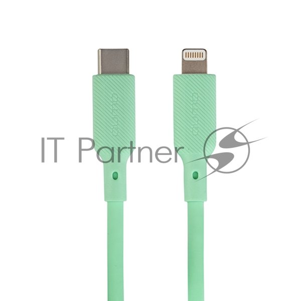 Кабель QUMO, MFI С94, Type-C на MFI Apple 8 pin, силиконовый, 1м, 2,22A, 9V, 20W, PD (зеленый)
