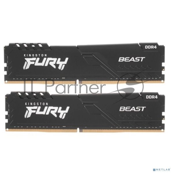 Оперативная память Kingston Fury Beast, DDR4, 32GB (2x16GB), 3200MHz, CL16, DIMM, с радиатором, черный