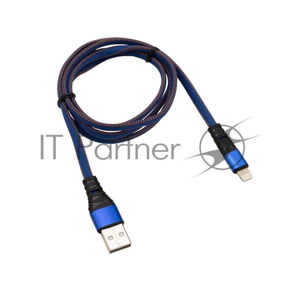 Кабель Rexant USB-Lightning 2.4 A, 1 м, синяя нейлоновая оплетка
