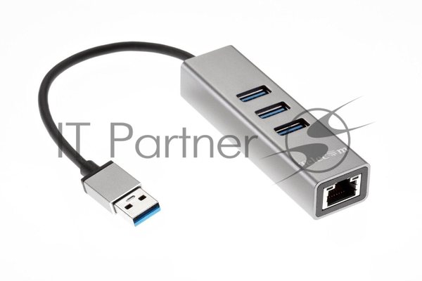 Переходник Telecom USB 3.0 - RJ-45 1000Mbps +3 USB3.0, Aluminum Shell, 0.2м TA311U