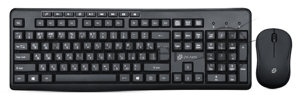 Комплект клавиатура+мышь Oklick 225M беспроводной, USB, 1200 DPI, чёрный