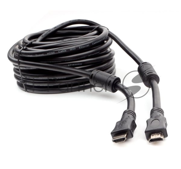 Кабель HDMI Cablexpert CCF2-HDMI4-15M, 19M/19M, v2.0, медь, позол.разъемы, экран, 2 фер.кольца, 15м, черный, пакет