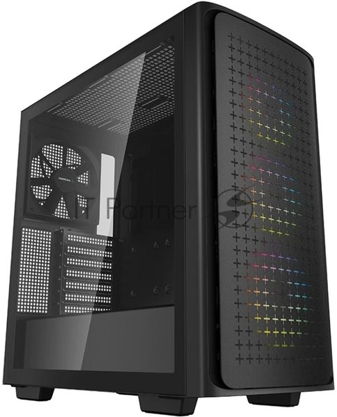Компьютерный корпус Deepcool CK560 без БП, боковое окно (закаленное стекло), 3xARGB LED 120мм вентилятора спереди и 1x140мм вентилятор сзади, черный, ATX