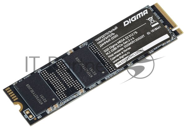 Накопитель SSD Digma Mega S3 DGSM3512GS33T, 512Gb, PCIe 3.0 x4, M.2 2280, NVMe, R/W 2080/1700