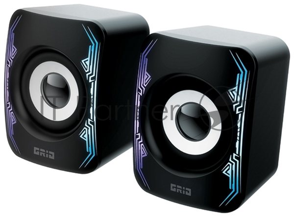Акустическая система 2.0 GRID AS009, 10 ВТ, объемное звучание, RGb подсветка, USB/Jack 3,5мм