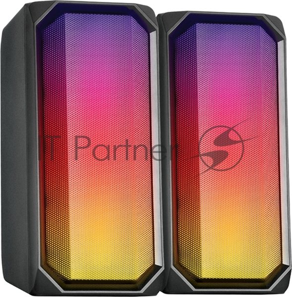 Акустическая система RGb 2.0 + Bluetooth, Qumo Charisma (ВТ 0054), 15ВТ, объемное звучание, отключаемая многорежимная RGb подсветка, USB+Jack 3,5мм