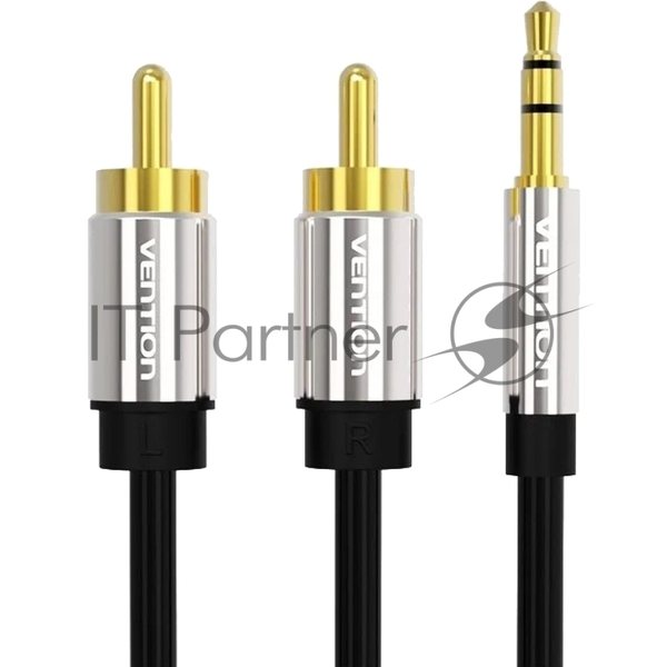 Кабель Vention аудио Jack 3,5 мм M/2RCA M - 2м черный