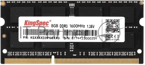 Оперативная память KingSpec, DDR3L, 8GB (1x8 GB), 1600 MHz, CL11, SO-DIMM