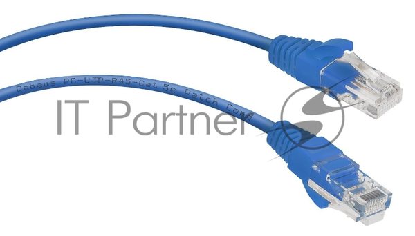Шнур комм. Cabeus, кат. 5е, неэкр., U/UTP, RJ45/RJ45, LSZH, AWG24, 0.5м, синий