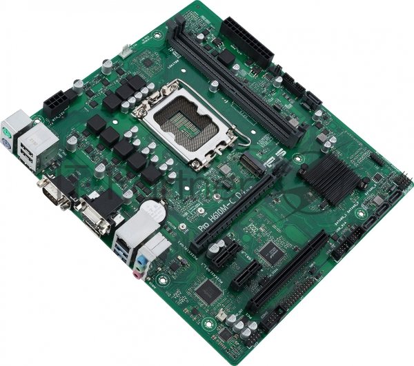 Материнская плата ASUS Pro H610M-C D4-CSM, LGA 1700, Intel H610, 2xDDR4, 4xSATA, 1xM.2, 1xPCI-E 4.0 x16, 1xPCI, 1xDP, 1xHDMI, 1xVGA, 1x 1Gb LAN, 2xUSB-A 2.0, 2xUSB-A 3.2 Gen 1, 3x3.5 мм, 7.1, Micro-ATX