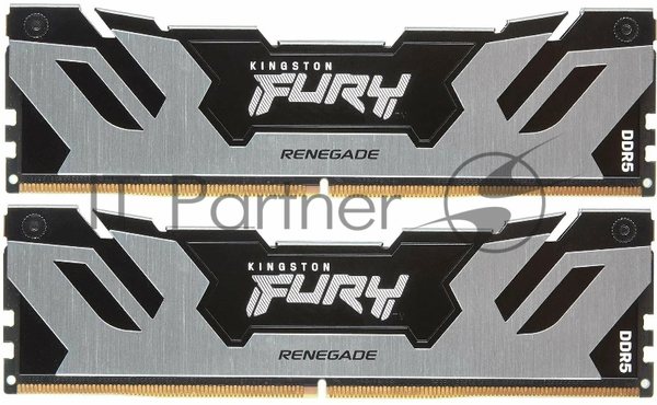 Оперативная память Kingston Fury Renegade, DDR5, 32GB (2x16GB), 6400MHz, CL32, DIMM, с радиатором, серебристый/черный
