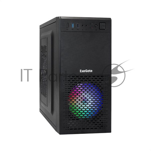 Компьютерный корпус Minitower ExeGate mEVO-7807-NPX400 (mATX, БП 400NPX 12см, 1хUSB+1хUSB 3.0, черный 1x12см с RGb подсветкой)