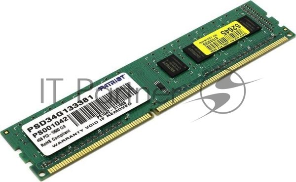 Оперативная память Patriot, DDR3, 4GB (1x4 GB), 1333 MHz, CL9, DIMM