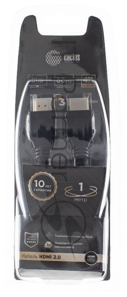 Кабель аудио-видео Cactus CS-HDMI.2-1 HDMI (m)/HDMI (m) 1м. позолоченные контакты черный