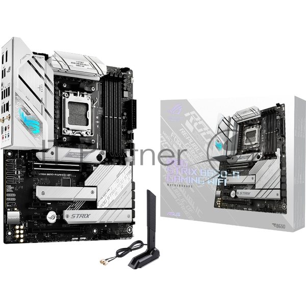 Материнская плата ASUS ROG STRIX B650-A GAMING WIFI, AM5, AMD B650, 4xDDR5, 4xSATA, 3xM.2, 1xPCIe 4.0 x16, 1xPCIe 4.0 x4, 1xHDMI, 1xDP, 1x 2.5Gb LAN, 3xUSB-A 3.2 Gen 2, 4xUSB 2.0, 5x3.5 мм, 7.1, Standard-ATX