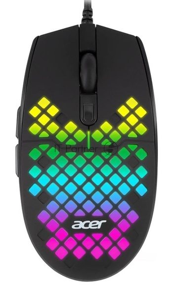 Мышь проводная Acer OMW134 черный, 3200 dpi, USB, кнопки - 6