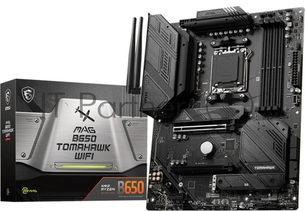 Материнская плата MSI MAG B650 TOMAHAWK WIFI, AM5, AMD B650, 4xDDR5, 6xSATA, 3xM.2, 1xPCI-E 4.0 x16, 1xPCI-E 4.0 x2, 1xHDMI, 1xDisplayPort, 1xUSB Type-C, 1x2.5Gb LAN, 2xUSB-A 2.0, 3xUSB-A 3.2 Gen 1, 3xUSB-A 3.2 Gen 2, 5x3.5 мм, 7.1, Standard-ATX