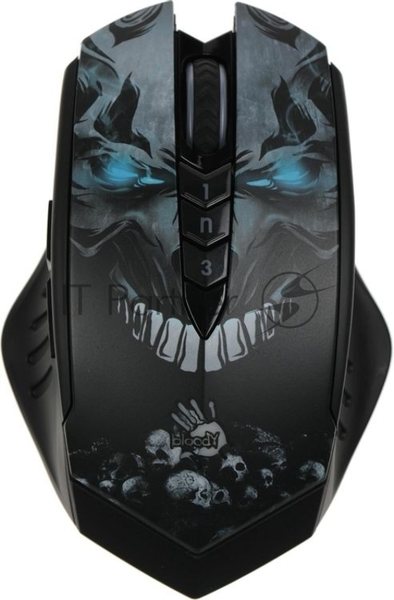 Мышь беспроводная A4Tech Bloody R80 Plus Skull черный, 5000 dpi, радиоканал, USB, кнопки - 8