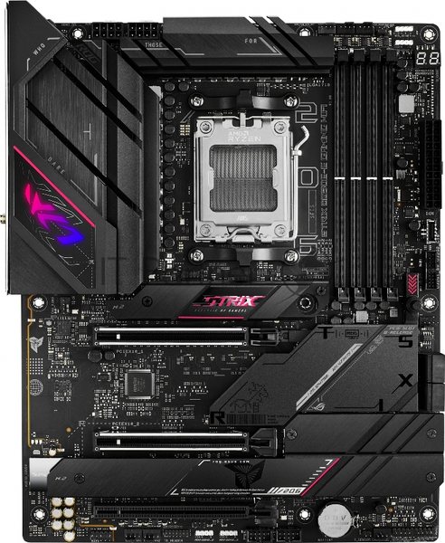 Материнская плата ASUS ROG STRIX B650E-E GAMING WIFI, AM5, AMD B650, 4xDDR5, 4xSATA, 4xM.2, 1xPCI-E 4.0 x4, 1xPCI-E 5.0 x8, 1xPCI-E 5.0 x16, 1xDP, 1xHDMI, 1x 2.5Gb LAN, 4xUSB-A 3.2 Gen 2, 6xUSB-A 3.2 Gen 2, 1xUSB-C 3.2 Gen 2, 1xUSB-C 3.2 Gen 2x2, 5x3.5 мм, TOSLINK, 7.1, ATX