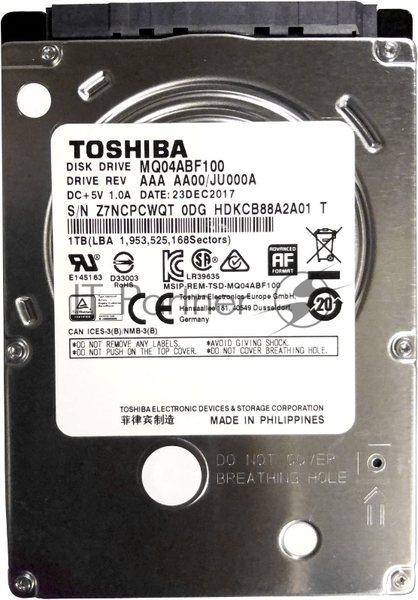 Жесткий диск Toshiba 1Tb 5400rpm MQ04ABF100 128Mb 2.5" SATA-III