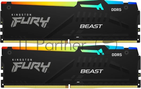 Оперативная память Kingston Fury Beast, DDR5, 16Gb (2x8GB), 5600MHz, CL40, DIMM, с радиаторами, RGB, черный