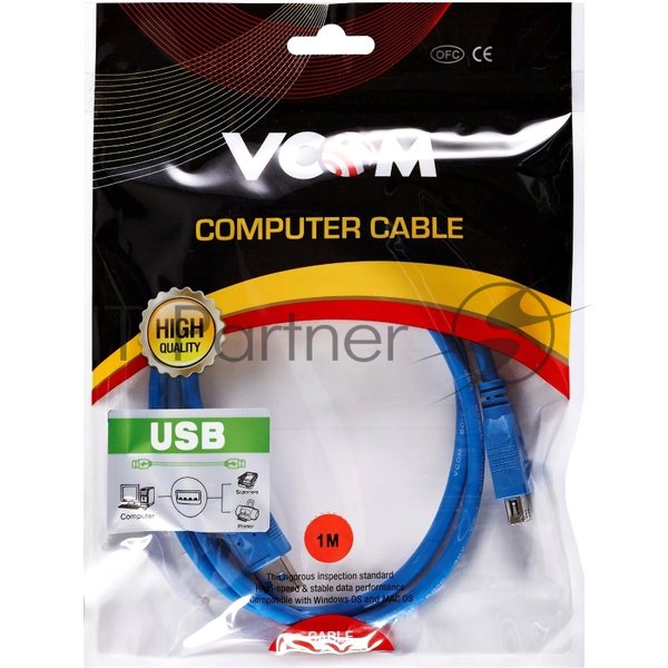 Кабель-удлинитель VCOM VUS7065-1M USB3.0 Am-Af 1 м